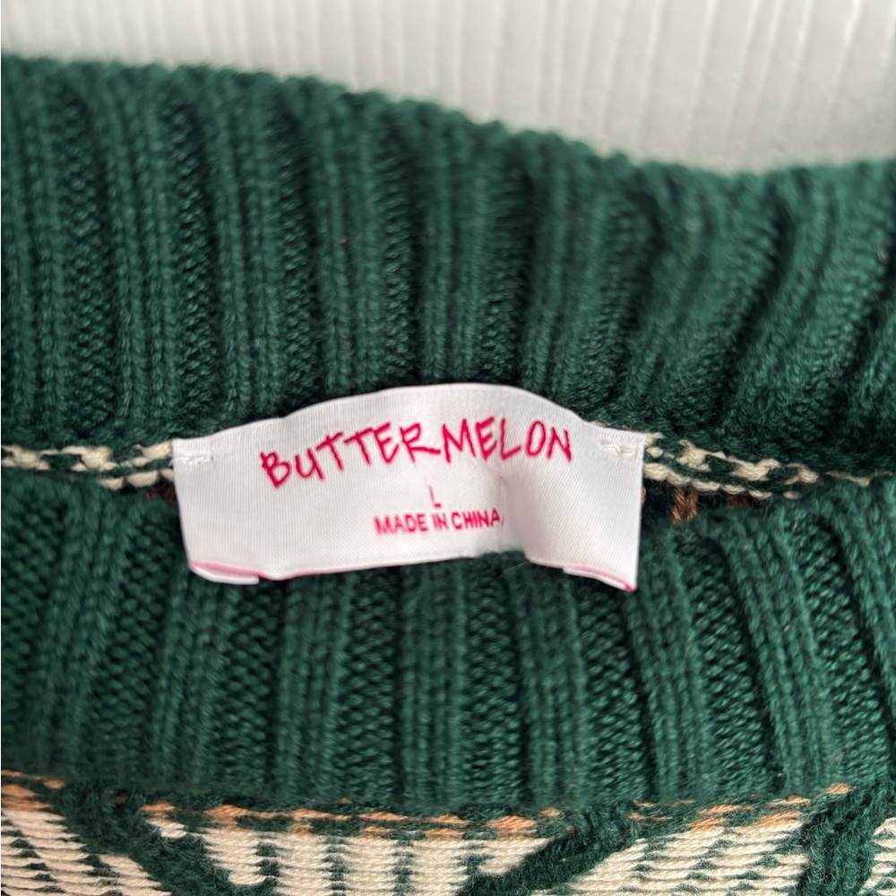 Oversized green and yellow knit 90s sweater vibes - Picture 3 of 3